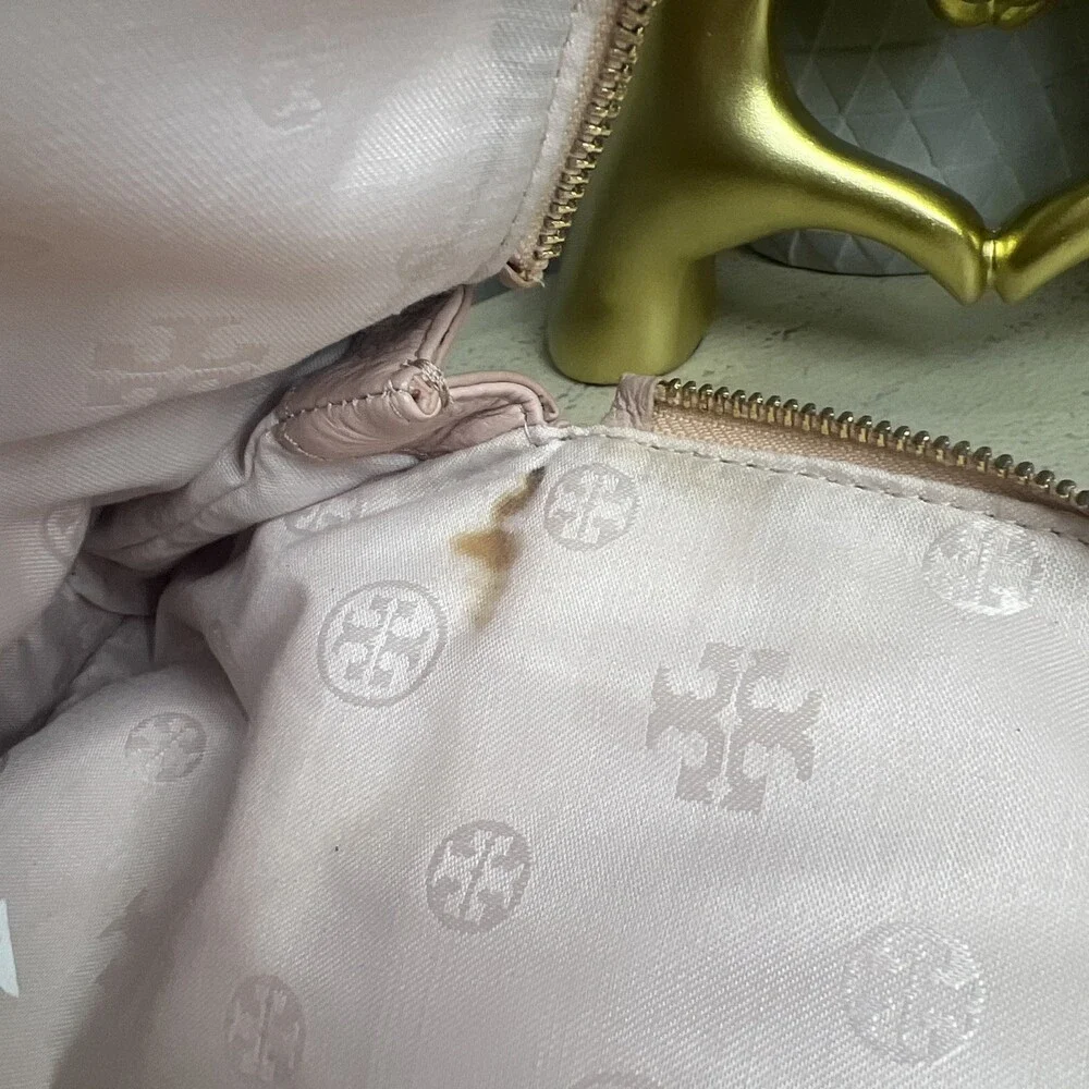 Tory Burch Thea Pale Pink Classic Minimalist Style Satchel Handbag Business Bag